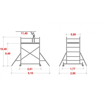 Rusztowanie aluminiowe Krause Stabilo 10 (0,75x2,50m) wys. rob. 11,40m